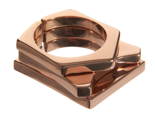 Jennifer Fisher Rose Gold Geometric Stack Rings