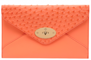 Willow Clutch Calf Ostrich Mix Bright Apricot